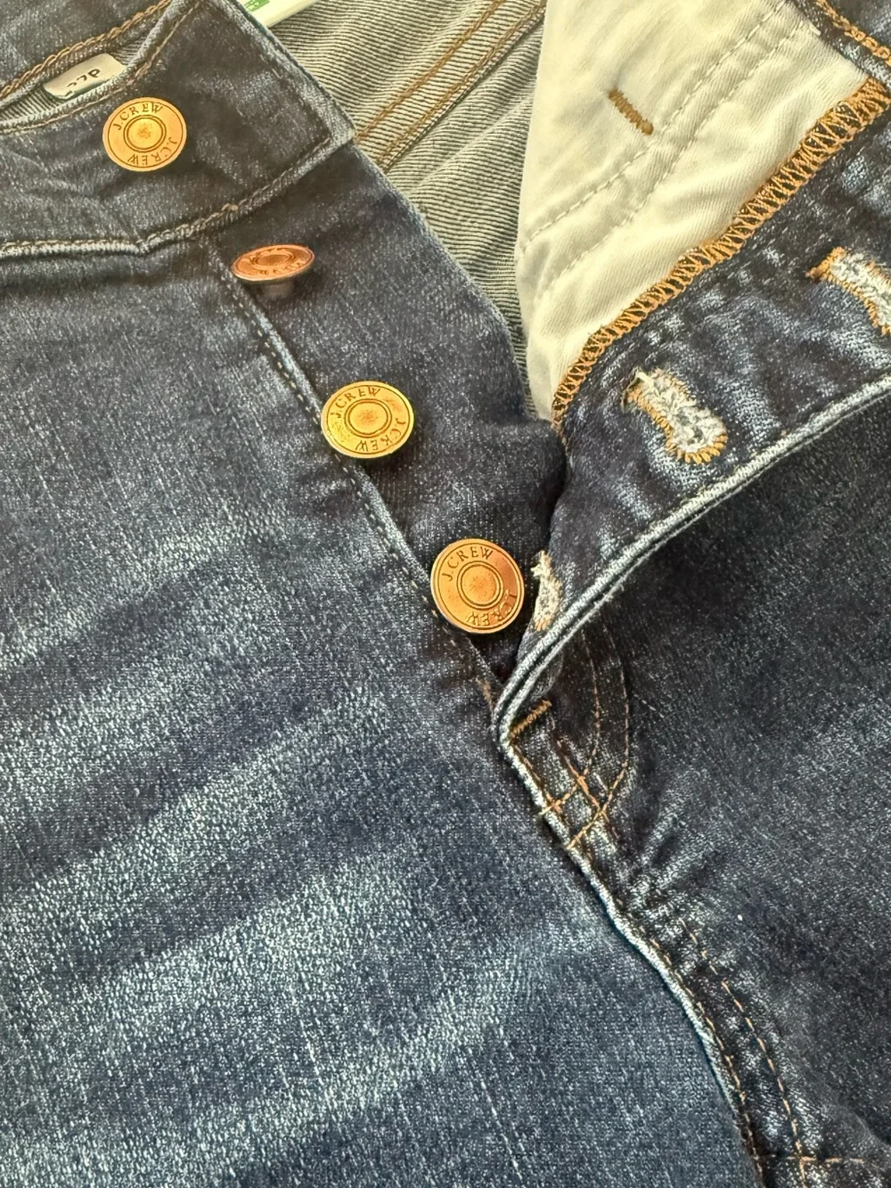 J. Crew Dark Indigo Crop Flare Jeans with Button Front
